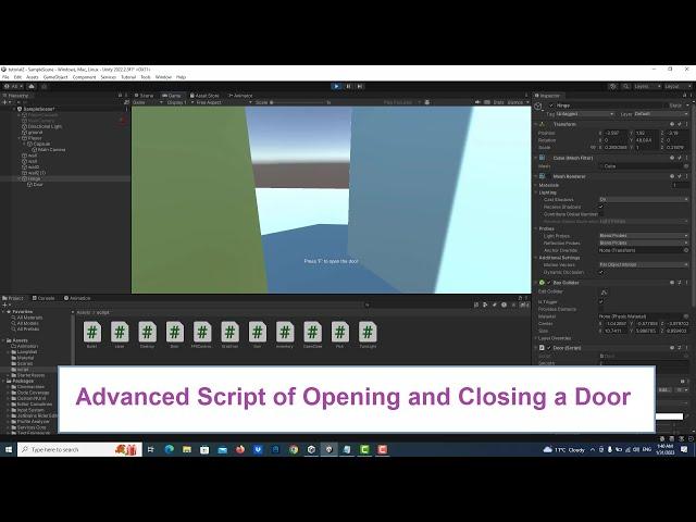 Unity | Advanced Script of Opening and Closing a Door - Script Included