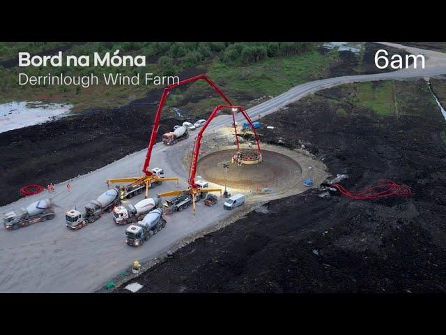 Time lapse of Turbine Foundation Concrete Pour at Derrinlough Wind Farm