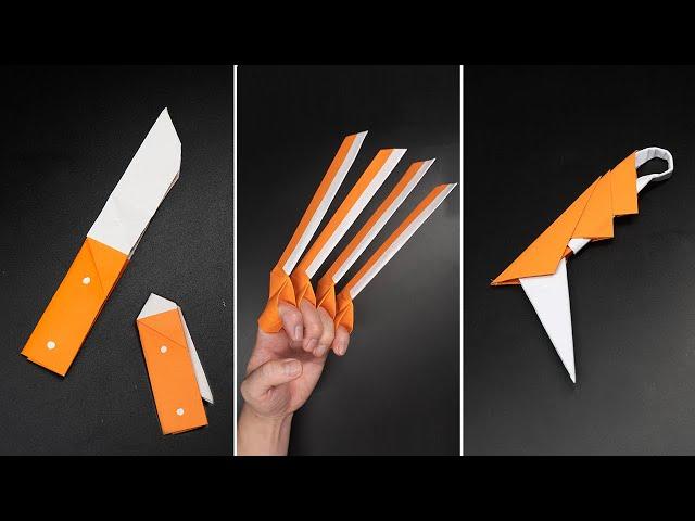 03 Easy Origami Paper Ninja Weapons || Ninja Claws, Ninja Dagger, Ninja Knife