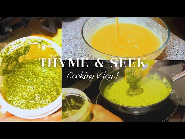 Thyme & Seek Cooking Vlog 1| Broccoli Basil Pesto Pasta, Mochi Cake