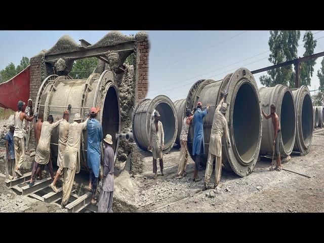 Watch How Giant Concrete Sewrage Pipes Are Made In Factory With Incredible Process!