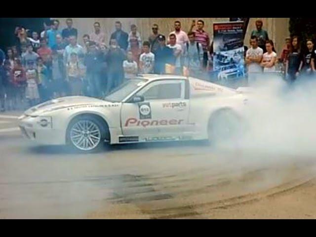 Donut Toyota Supra and 2x S13 V12 Turbo  before Hillclimb Touge Drift Transrarau 2016 Romania