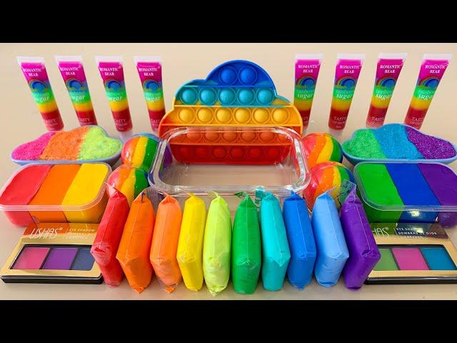 Rainbow Clouds Slime | Mixing Makeup,Eyeshadow,Glitter,Clay Into SlimeSatisfying Slime Video #ASMR