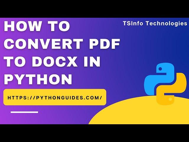 How to Convert PDF to Docx in Python | Convert PDF to DOCX in Python | Python convert PDF to DOCX