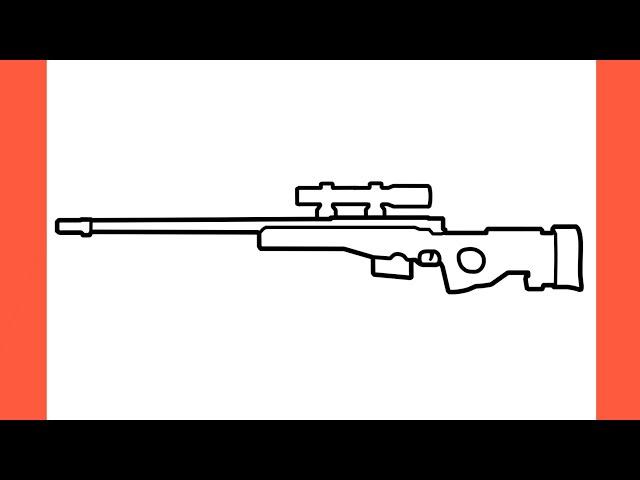 How to draw AWM from PUBG easy / drawing awp sniper rifle cs go gun step by step