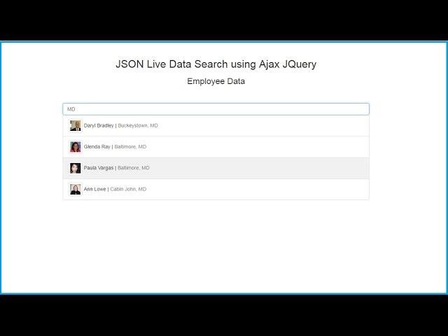 Create Live Search JSON Data by using JQuery Ajax