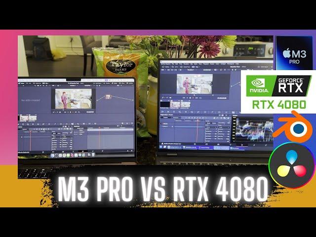 M3 Pro vs RTX 4080m Laptop- Blender and Resolve Multicam Timeline Tests + Object Tracking + Timeline