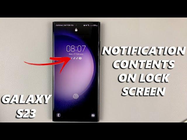 How To Show / Hide Notification Contents On Lock Screen Of Samsung Galaxy S23's