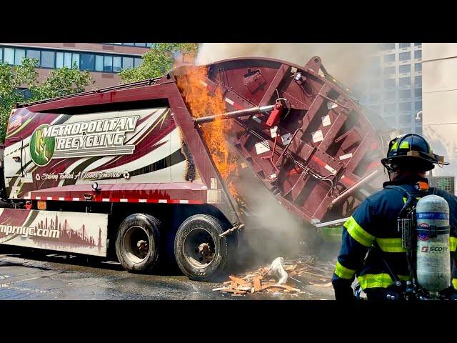  PRE ARRIVAL  FDNY Manhattan 10-24 Box 0780 Garbage Truck Fire with Acting Companies