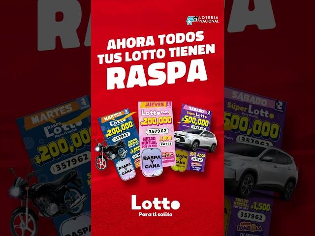 AHORA TODOS tus Lotto tienen RASPA . Donde podrás GANAR dinero en efectivo , motos  y autos 0km.