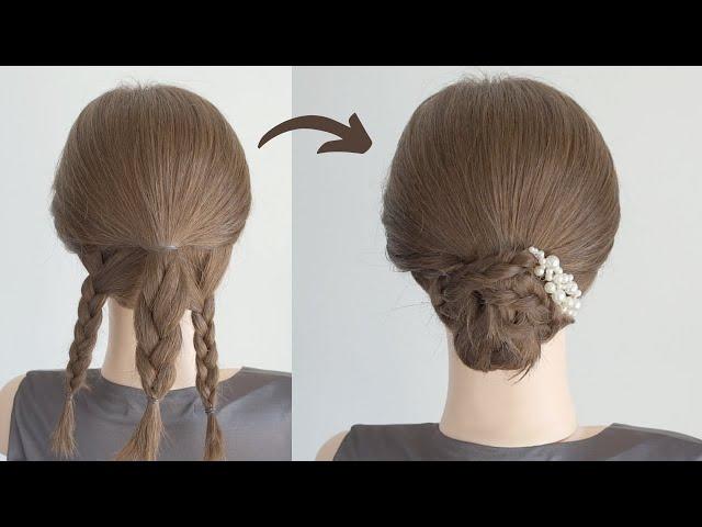 [結婚式やお呼ばれにおすすめの髪型]三つ編みだけでできる上品ヘアアレンジ / Easy and Elegant Hairstyle for Wedding party and Any Party