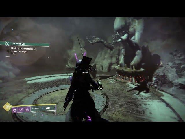 Destiny 2 Witch the Mirror From First Statue Get to Second Spike Destroy Spike to destroy the interf