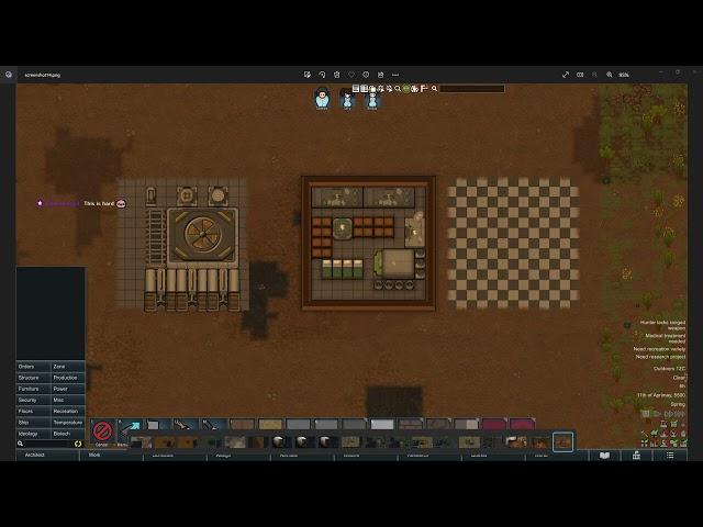 Teeny Tiny 13x13 Entire Rimworld Colony. 500% No Pause. Ep. 1