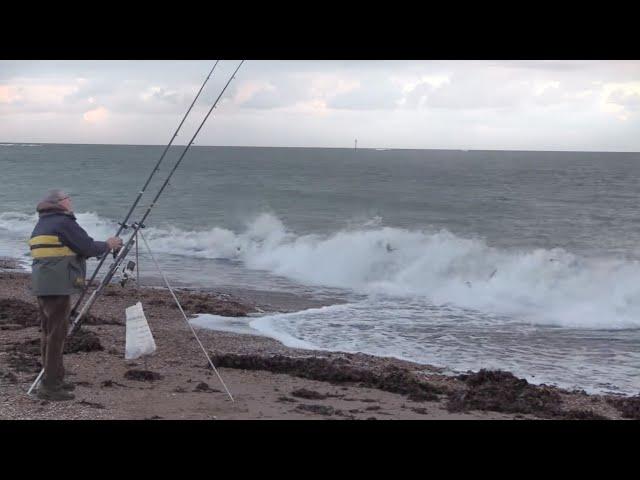 Storm Fishing on a UK Beach: The Fish are Biting!