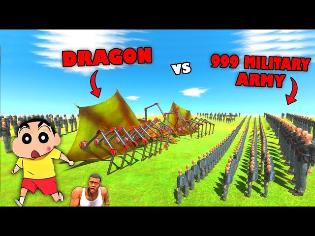 UPGRADED DRAGON vs BIGGEST ROCKET MILITARY with SHINCHAN and CHOP in Animal Revolt Battle Simulator