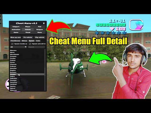 GTA Vice City Menu Cheat Full Detail Video 2023