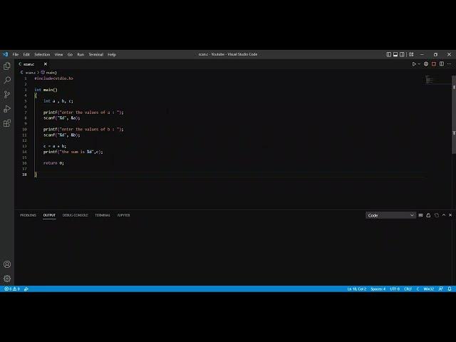 scanf in vscode