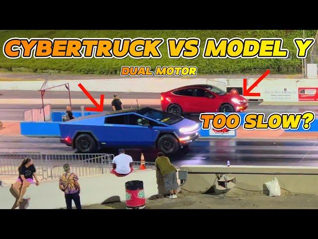 Cybertruck vs Model Y Drag Race: Tesla's Dual Motor Showdown! 