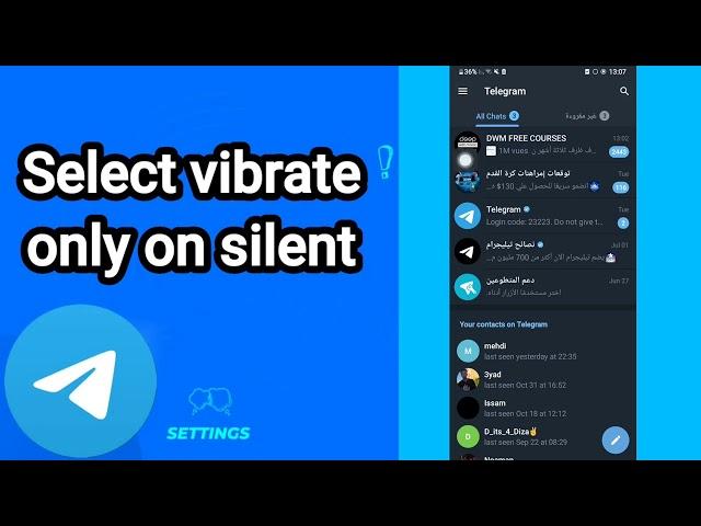 How to select vibrate only on silent On Telegram