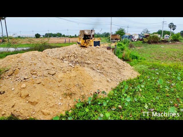 Full Action 2H Just Starting & Completed 100% Filling Land By Heavy Equipment D58EDozer & Dump Truck