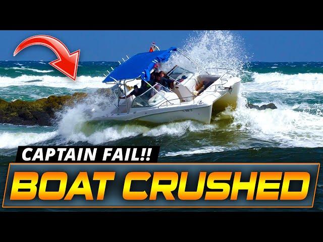 BOAT MAKING U TURN GONE WRONG AT BOCA INLET !! | HAULOVER INLET | WAVY BOATS