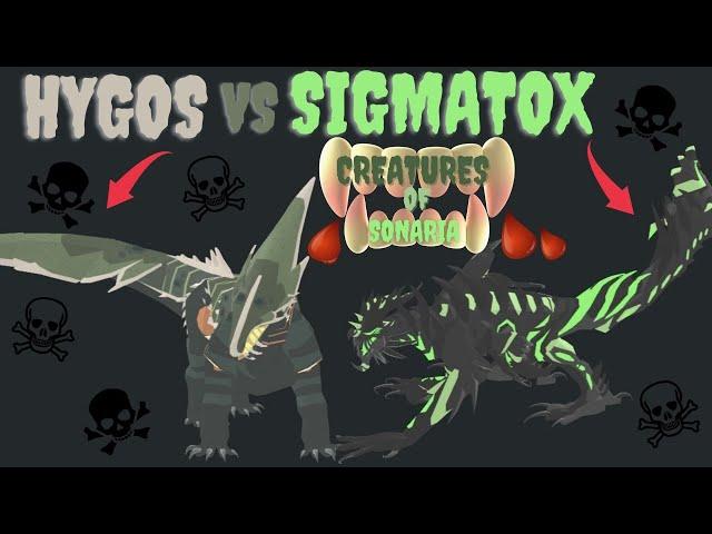 SIGMATOX vs HYGOS в Creatures of Sonaria!НОВЫЕ СУЩЕСТВА СОНАРИИ!