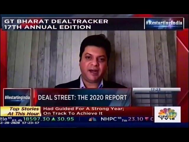 Prashant Mehra from Grant Thornton Bharat on CNBC TV18 presenting Annual Dealtracker 2020 insights