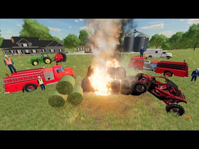 Firefighters put out HUGE dangerous fire | Farming Simulator 22