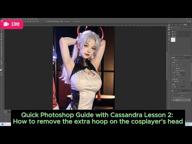 Quick Photoshop Guide with Cassandra Lesson 2: How to remove the extra hoop on the cosplayer's head