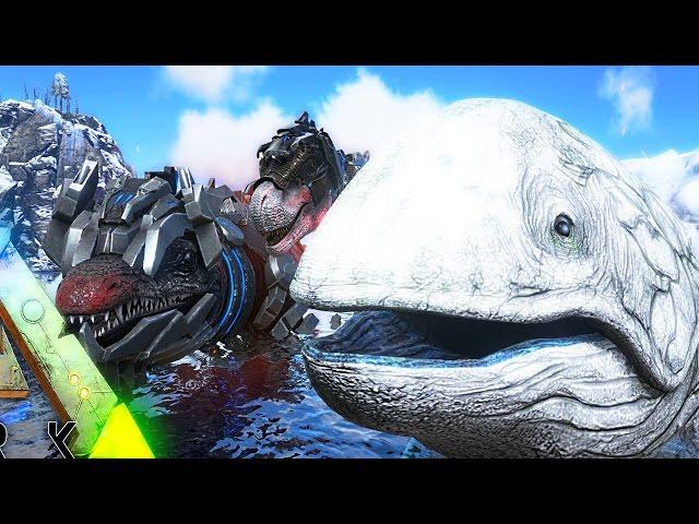 ARK Survival Evolved - ALPHA TEK MOSA VS ALPHA LEEDSICHTHYS & ALPHA TEK REX, GREAT ALBINO - Gameplay
