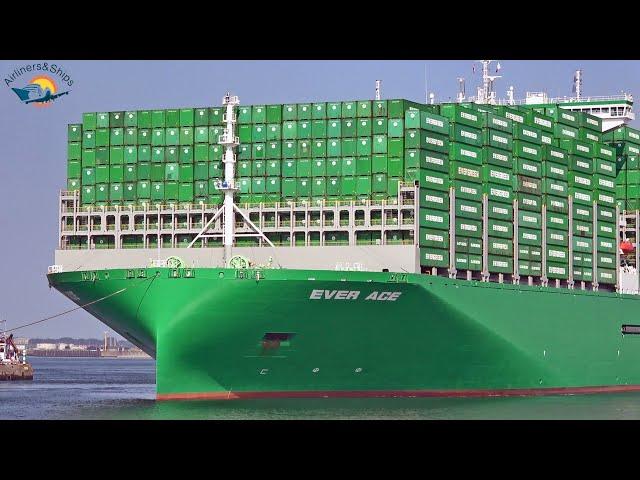 BIGGEST CONTAINER SHIP EVER ACE Maiden call at ROTTERDAM Port - Shipspotting September 2021