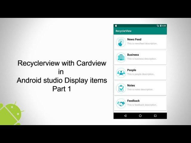 Recyclerview with Cardview in Android Studio Part 1: Dispaly items