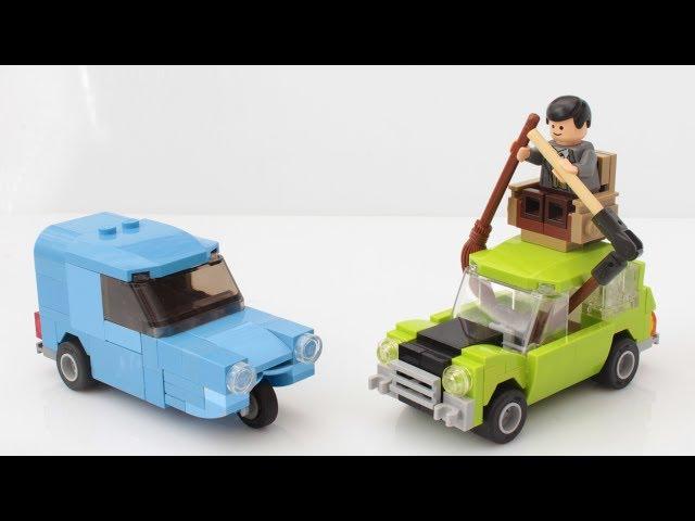 Lego Mr Bean Mini and blue Reliant car with instructions