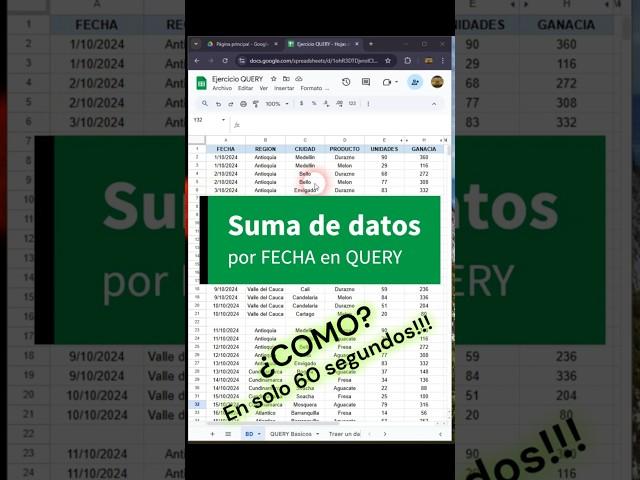 Como sumar datos y filtrar por una fecha con QUERY en Google Sheets #googlesheets #tips #query