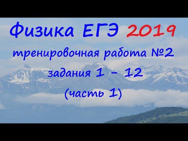 Физика ЕГЭ 2019 Тренировочная работа 2 разбор заданий 1 - 12