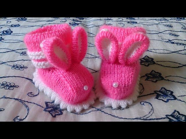 .ne, knitting spokes TWO! Knitting for Beginners! booties "bunny" .CHAST №1.knitting. dzpfybt