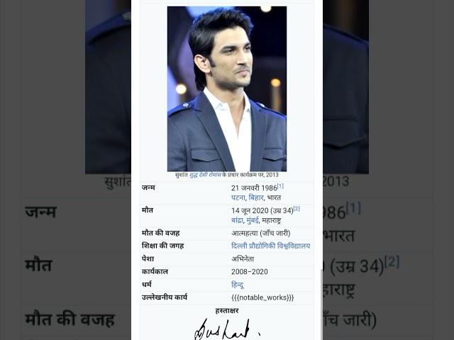 Biography of Late Mr Sushant Singh Rajput