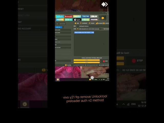 Vivo y21 frp lock remove unlocktool preloader auth v2 2023 update #frpsolution #vivoy21