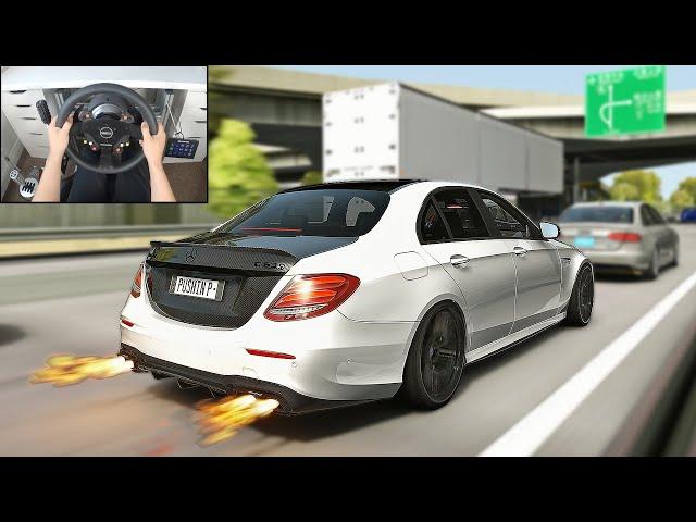 Mercedes-Benz E63S AMG Cutting Through Traffic - Assetto Corsa (Steering Wheel + Shifter) Gameplay