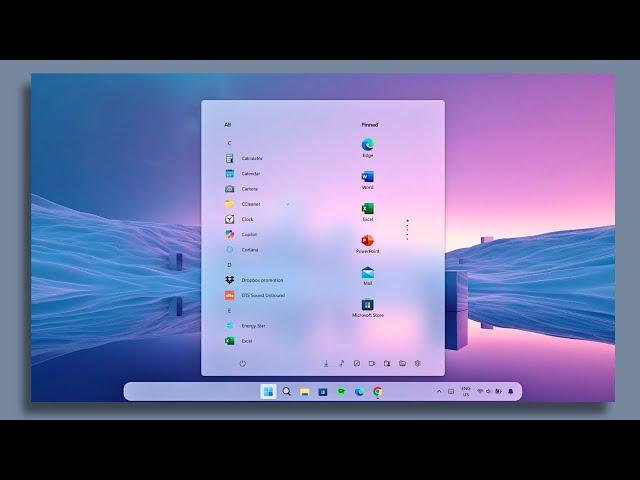 Get the New Acrylic Taskbar, Start Menu & Notification Center in Windows 11!