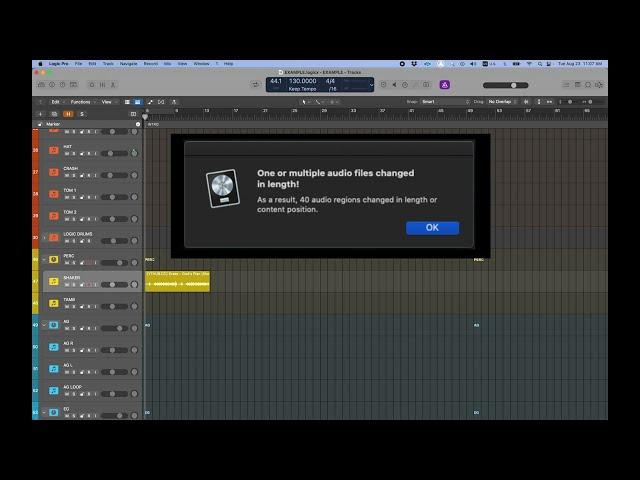 "One or Multiple Audio Files have changed in length" -- FIX!! -- Logic Pro