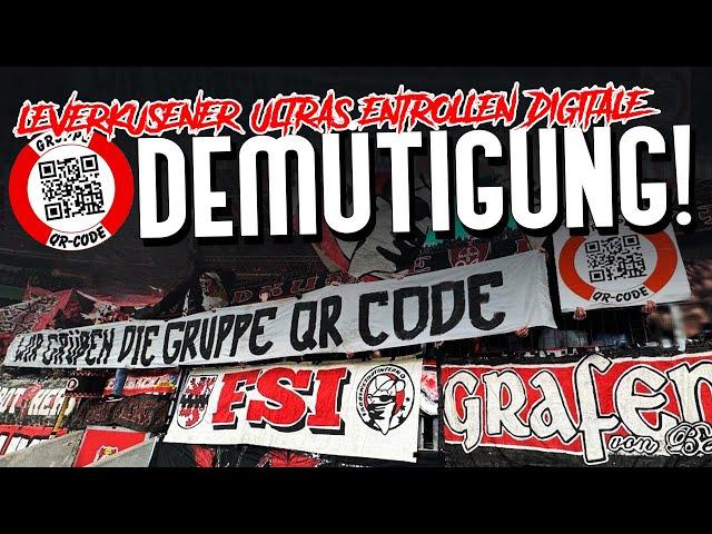 „Gruppe QR-Code“: Leverkusener Ultras entrollen digitale Demütigung! (Leverkusen - Köln)