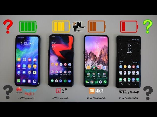 Honor Magic 2 vs OnePlus 6T vs Mi MIX 3 vs Note 9 Charging Speed Test!