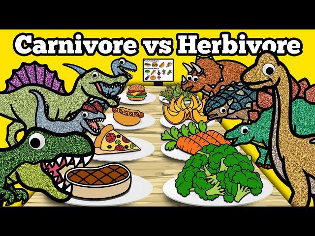 Carnivore vs Herbivore Dinosaurs | Let's Draw & Color 8 Dinosaurs and Learn Fun Dinosaur Facts!