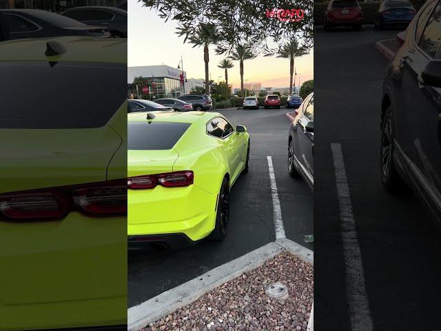 Neon Yellow Camaro At Town Square Las Vegas