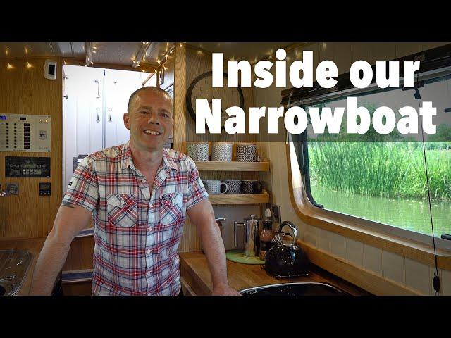 A Tour Inside Our Canal Narrowboat Home. Tiny Off-Grid Houseboat! Ep. 107