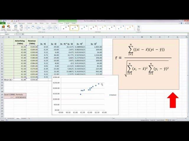How To... Calculate a Correlation Coefficient (r) in Excel 2010