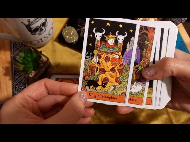 Halloween Tarot in a tin flip through