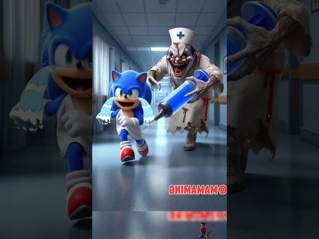 evil nun forces sonic police team #sonic #injection #short #doctor #hospital #sick