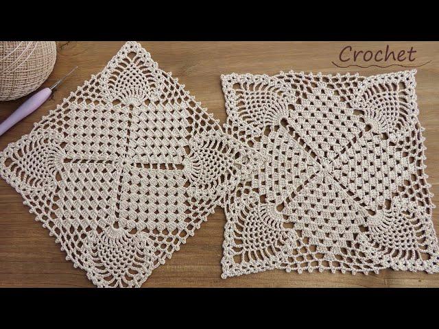 Ажурный КВАДРАТНЫЙ МОТИВ "Ананасы" вязание крючком МКSUPER Beautiful Pattern Crochet square motifs